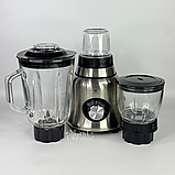 Блендер стаціонарний 3в1 з кавомолкою та подрібнювачем Henschll 1000 Вт, з 2 швидкостями та скляною чашею, HS-8891, фото 2