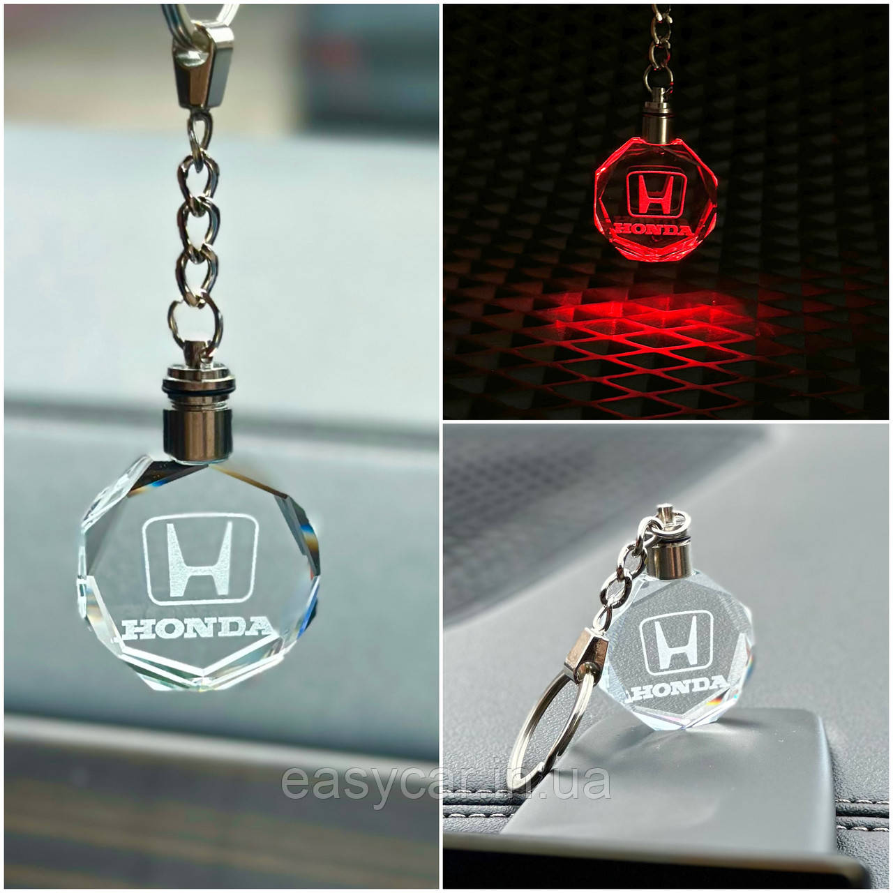 Брелок Crystal з різнокольоровою підсвіткою HONDA, фото 1