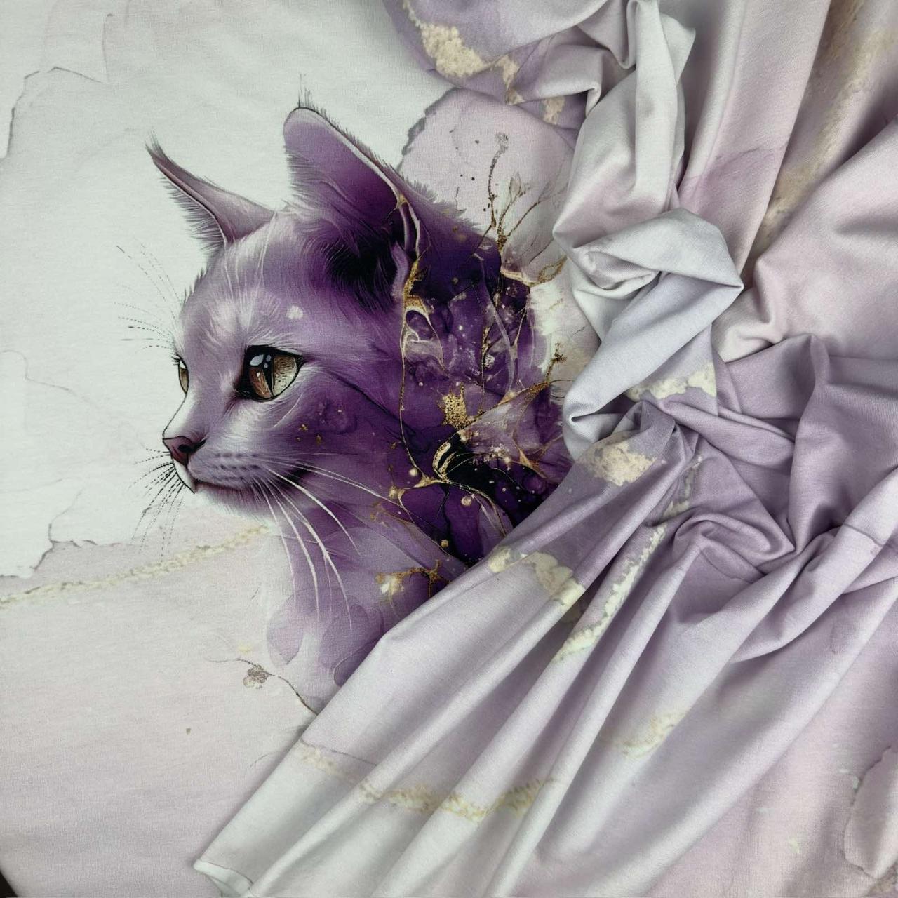 КУПОН Стрейч кулір «Зачарований кіт» 70х180см. (діджитал)НЕ ПОВНИЙ купон 0.61см