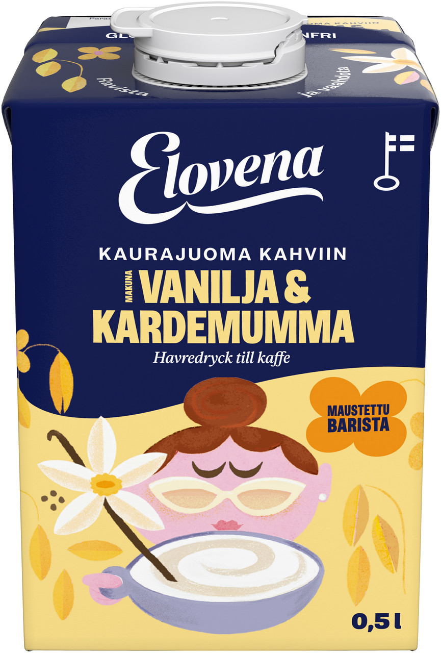 Вівсяне молоко до кави ELOVENA 3% Barista з ваніллю та кардамоном 500 мл, (10 шт/ящ), фото 1