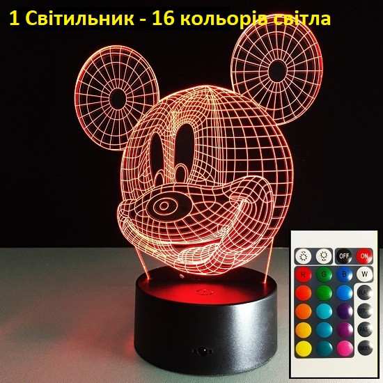 Ночники дитячі Настільна лампа Міккі Маус, фото 1