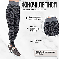 Легінси жіночі з принтом Giulia 01 S/M Black-nero, з мікрофібри, спортивні лосини