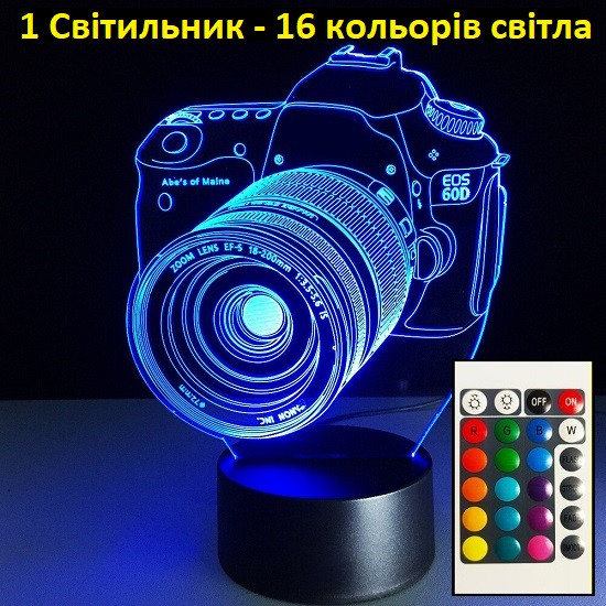 3D світильники нічники Подарунки друзям світильник фотоапарат, фото 1