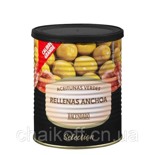 Оливки зелені фаршировані анчоусом Hacendado 830 г (Іспанія)