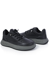 Стильні дитячі чорні кросівки для хлопчика, екошкіра