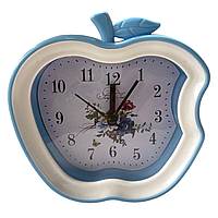 Будильник No638Н "Яблуко з візерунком" 11*11 см синій, настільний годинник з будильником