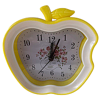 Будильник No638Н "Яблуко з візерунком" 11*11 см жовтий, настільний годинник з будильником