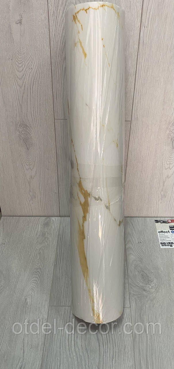Панель самоклеюча декоративна мармур біло-золотий ( рулон 60*280см), фото 1