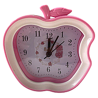 Будильник No638Н "Яблуко з візерунком" 11*11 см рожевий, настільний годинник з будильником