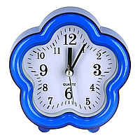 Будильник "Квітка" на ніжках 10*10*3,5 см синій, настільний годинник з будильником