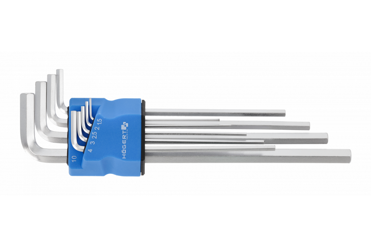 Комплект довгих шестигранних Г-образних ключів S2 1.5-10 мм Hogert Torx (HT1W822), фото 1