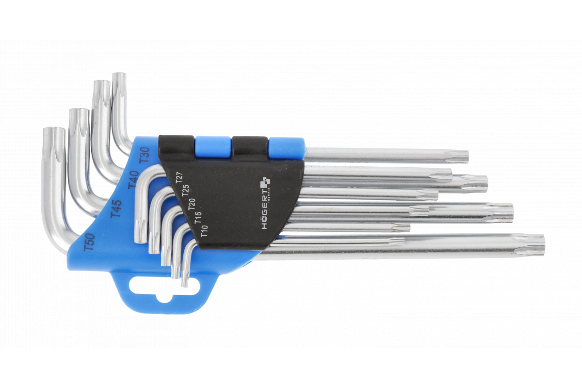 Комплект довгих Torx-ключів D-типу Hogert 9 штук у наборі (HT1W809), фото 1