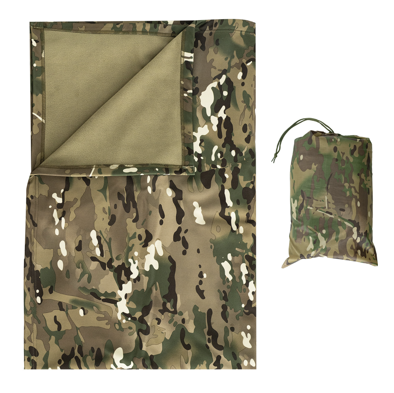Армійська флісова ковдра 200x150 см із чохлом Мультикам — туристичне, військове, для риболовлі та кемпінгу