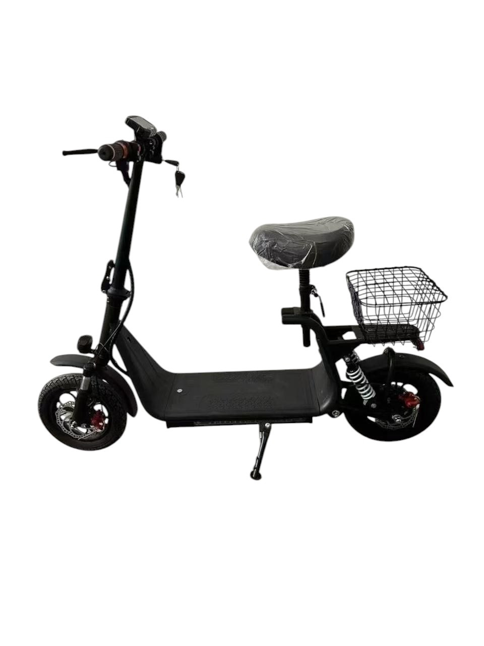 Електросамокат E-KAM з амортизаторами, сидінням дисковими гальмами (1000 Вт; 12 А·год; 48 В, NFC) черный, фото 1