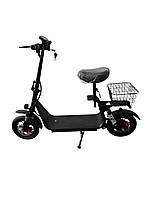 Електросамокат E-KAM з амортизаторами, сидінням дисковими гальмами (1000 Вт; 12 А·год; 48 В, NFC) черный