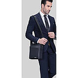 Сумка чоловіча через плече Барсетка месенджер Чорна, фото 5