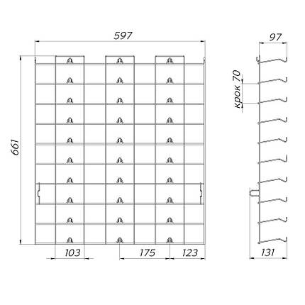 Секція під окуляри з гачками до стелажу "Єва-60", фото 2
