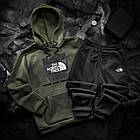 Чоловічий зимовий спортивний костюм The North Face червоно-чорний Комплект Зе Норт Фейс Худі Штани, фото 4