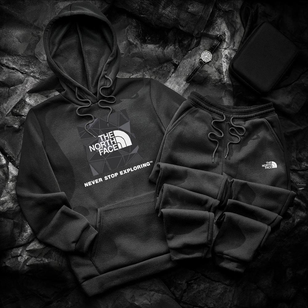 Чоловічий зимовий спортивний костюм The North Face чорний Комплект Зе Норт Фейс Худі Штани, фото 1