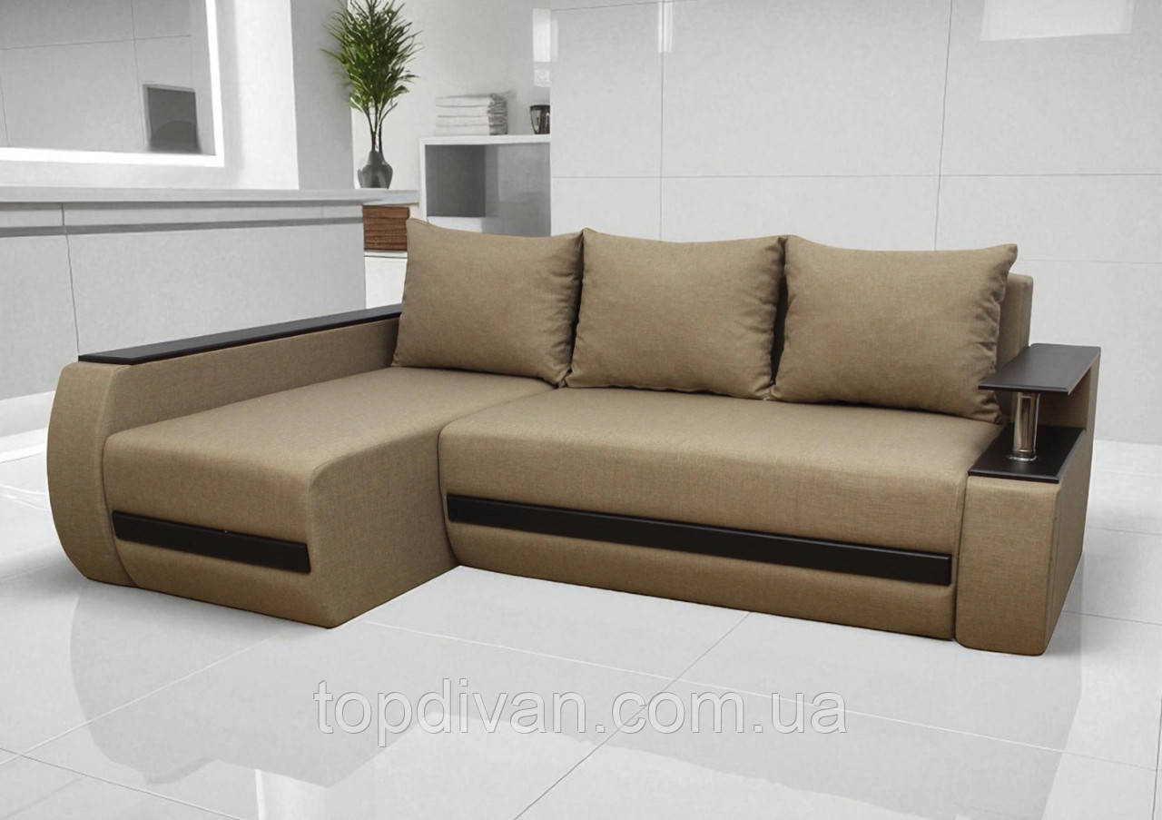 Кутовий диван "Граф" з низами (декоративна планка) Габарити: 2,45 х 1,65 Спальне місце: 2,00 х 1,60