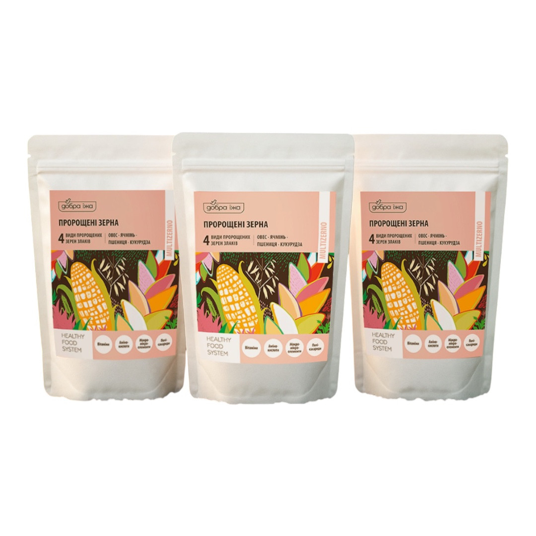 Пророщені зерна 3 пачки. Комплекс вітамінів, мінералів, амінокислот на 3 місяці, фото 1