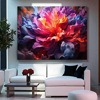 Картина Яскрава абстрактна півонія Велика квітка Декор у сучасний інтер'єр Друк на полотні 60х46см