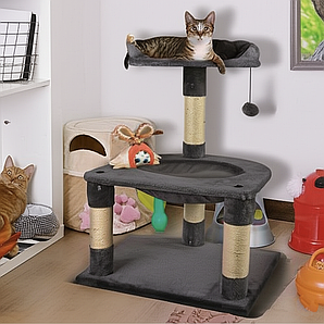 Кігтеточка будиночка дерев'яний сірий 71 см Purlov 21711