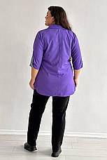 Туніка великих розмірів бузкова ошатна з обробкою, фото 3
