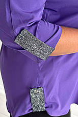 Туніка великих розмірів бузкова ошатна з обробкою, фото 4