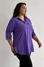 Туніка великих розмірів бузкова ошатна з обробкою, фото 5