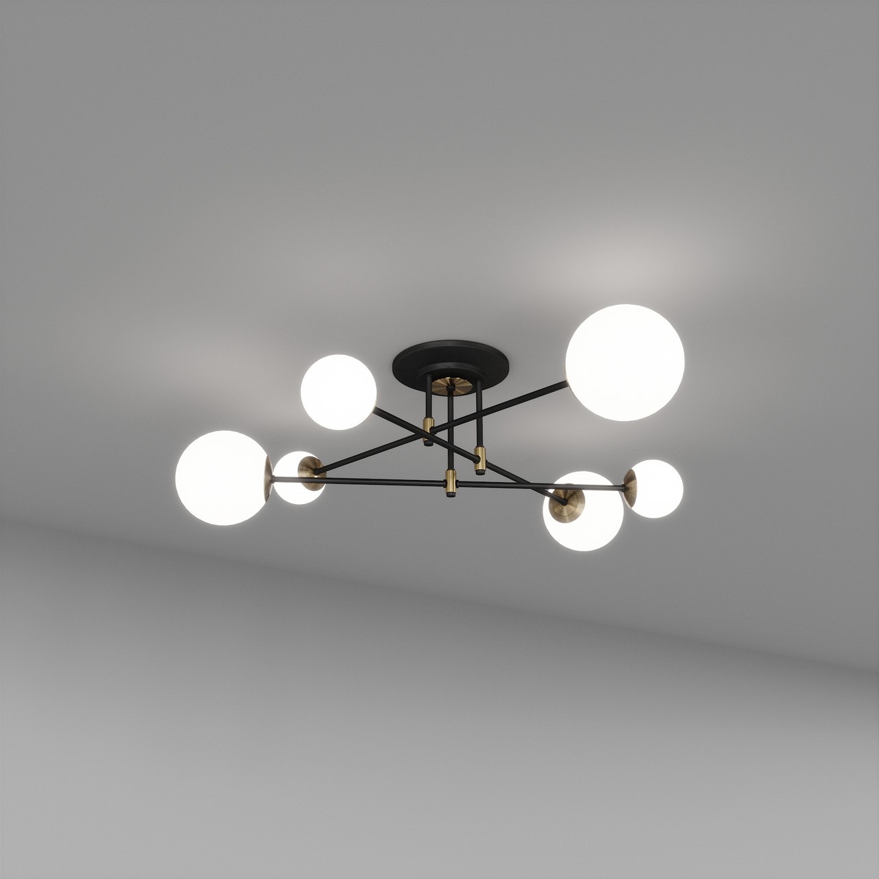 Стельовий світильник на 6 плафонів антизолото з чорним SV0020-6P BK+GD