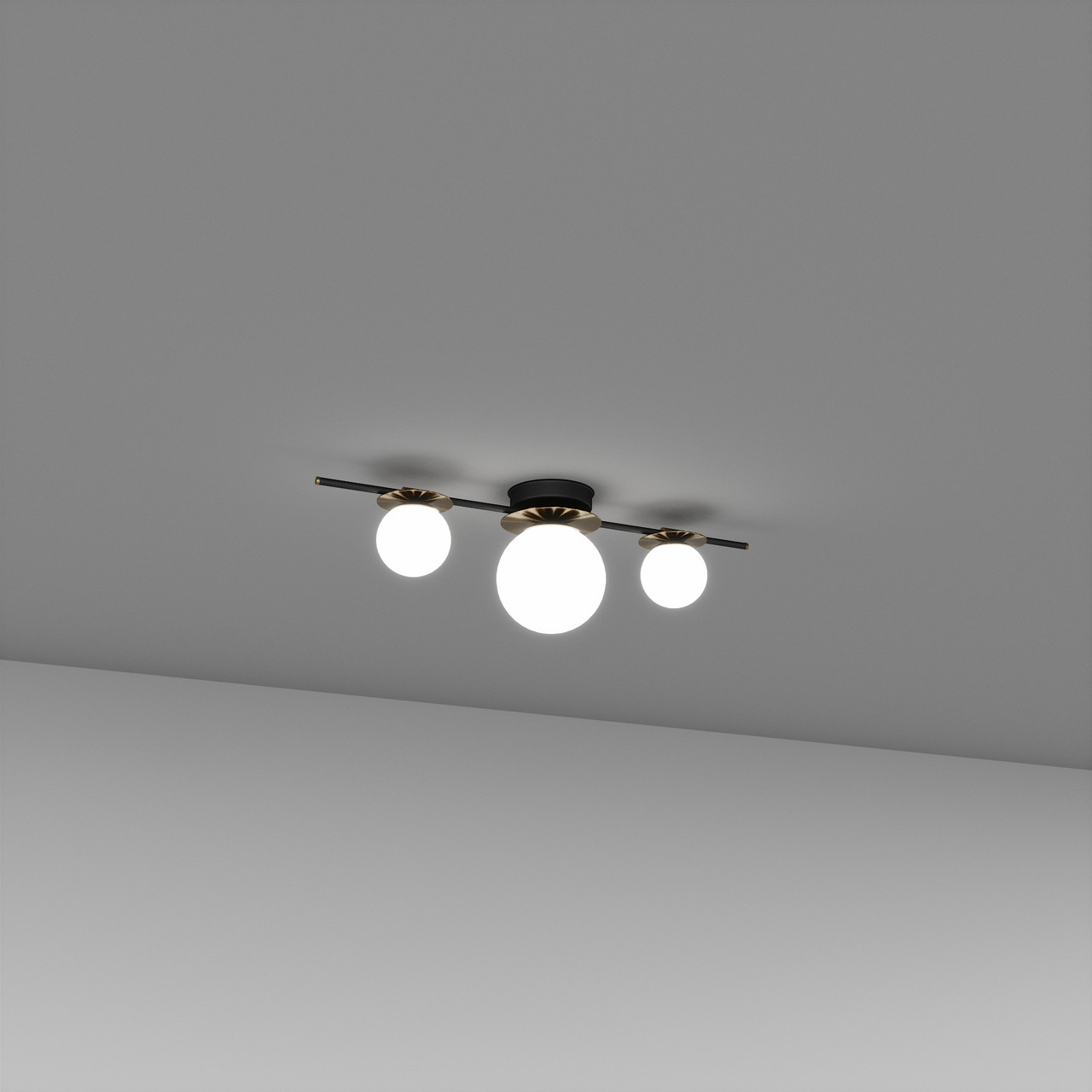 Стельовий світильник на 3 плафона антизолото з чорним SV0025-3P BK+GD