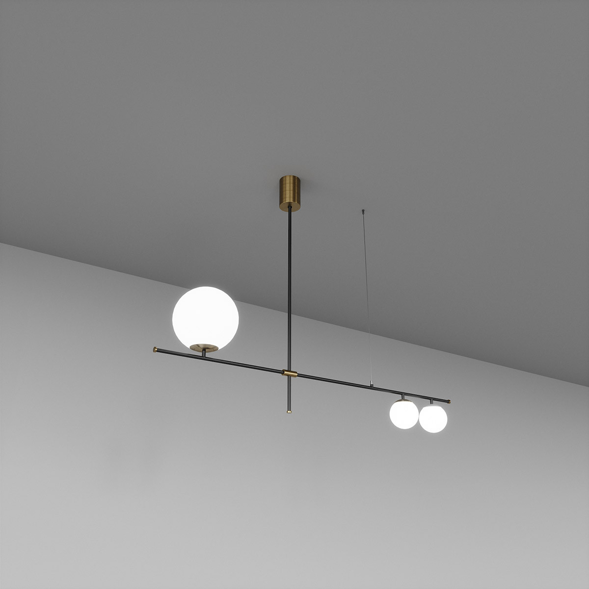 Підвіс на 3 плафони чорний із антизолотом SV0059-3P BK+GD