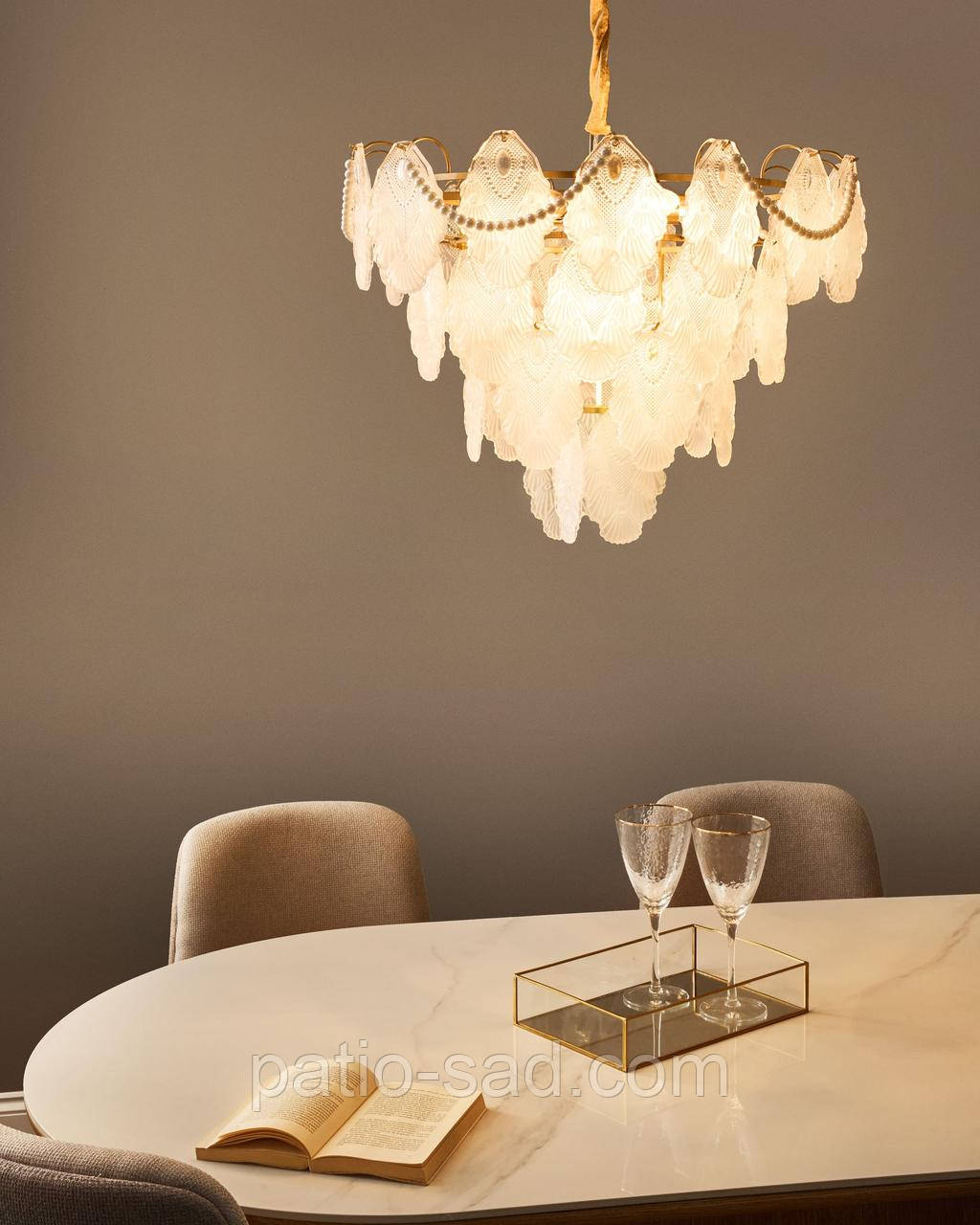 Гламурна скляна люстра ACARIGUA латунь, фото 1