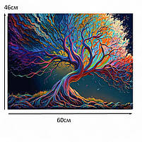 Картина Кольорове яскраве абстрактне дерево Декор на стіну Фантастичний пейзаж Друк на полотні 60х46см, фото 5