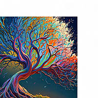 Картина Кольорове яскраве абстрактне дерево Декор на стіну Фантастичний пейзаж Друк на полотні 60х46см, фото 4