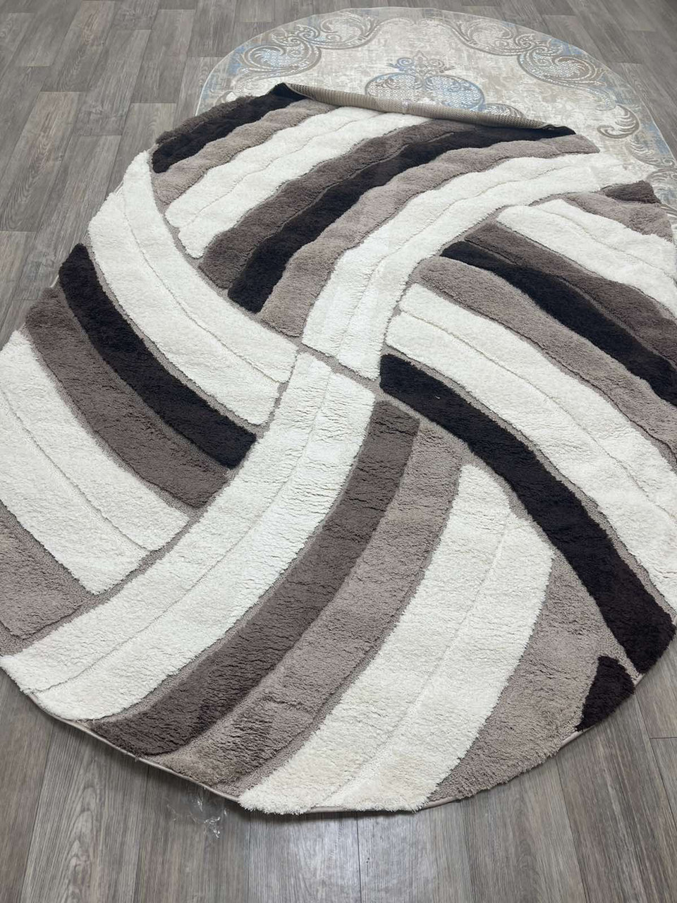 КИЛИМ З ВИСОКИМ ВОРСОМ MICROFIBER 3D BROWN 100, фото 1