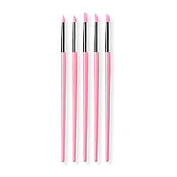 Силіконові пензлики для нарощування і дизайну нігтів, набір 5 шт., рожеві