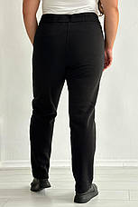 Теплі жіночі штани великого розміру на флісі з кишенями гумка в талії зимові чорні, фото 3