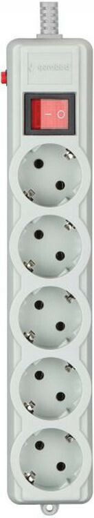 Мережевий фільтр Gembird PRO 5 розеток 3 м(3*1мм) з заземленням та вимикачем сірий до 3.5кВт 16А