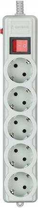 Мережевий фільтр Gembird PRO 5 розеток 4.5 м(3*1мм) з заземленням та вимикачем сірий до 3.5кВт 16А, фото 1