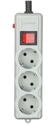 Мережевий фільтр Gembird PRO 3 розетки 1.8 м(3*1мм) з заземленням та вимикачем сірий до 3.5кВт 16А