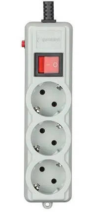 Мережевий фільтр Gembird PRO 3 розетки 1.8 м(3*1мм) з заземленням та вимикачем сірий до 3.5кВт 16А, фото 1