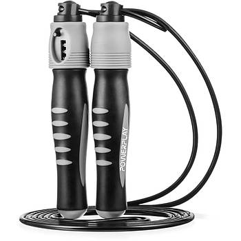 Скакалка з лічильником PowerPlay 4215 Jump Rope With Counter Чорно/Сіра 2.75 см.