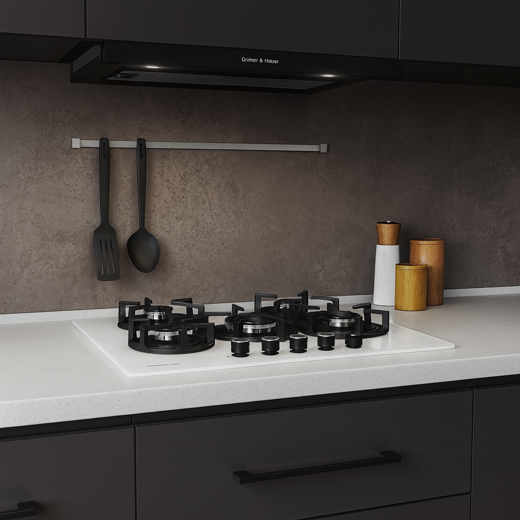 Газова варильна поверхня Gunter & Hauer GL 9 W на 5 конфорок, біле загартоване скло, фото 1