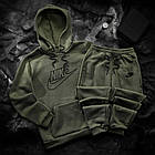 Чоловічий зимовий спортивний костюм Nike біло-чорний Комплект Найк Худі Штани, фото 4