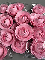 Квіти з вафельного паперу Рожева троянда (1шт)