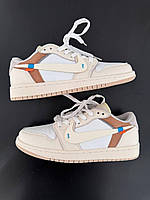 Білі демісезонні жіночі шкіряні кросівки NIKE Jordan 1 Low OG Custom - повсякденні Джордан 1 низькі