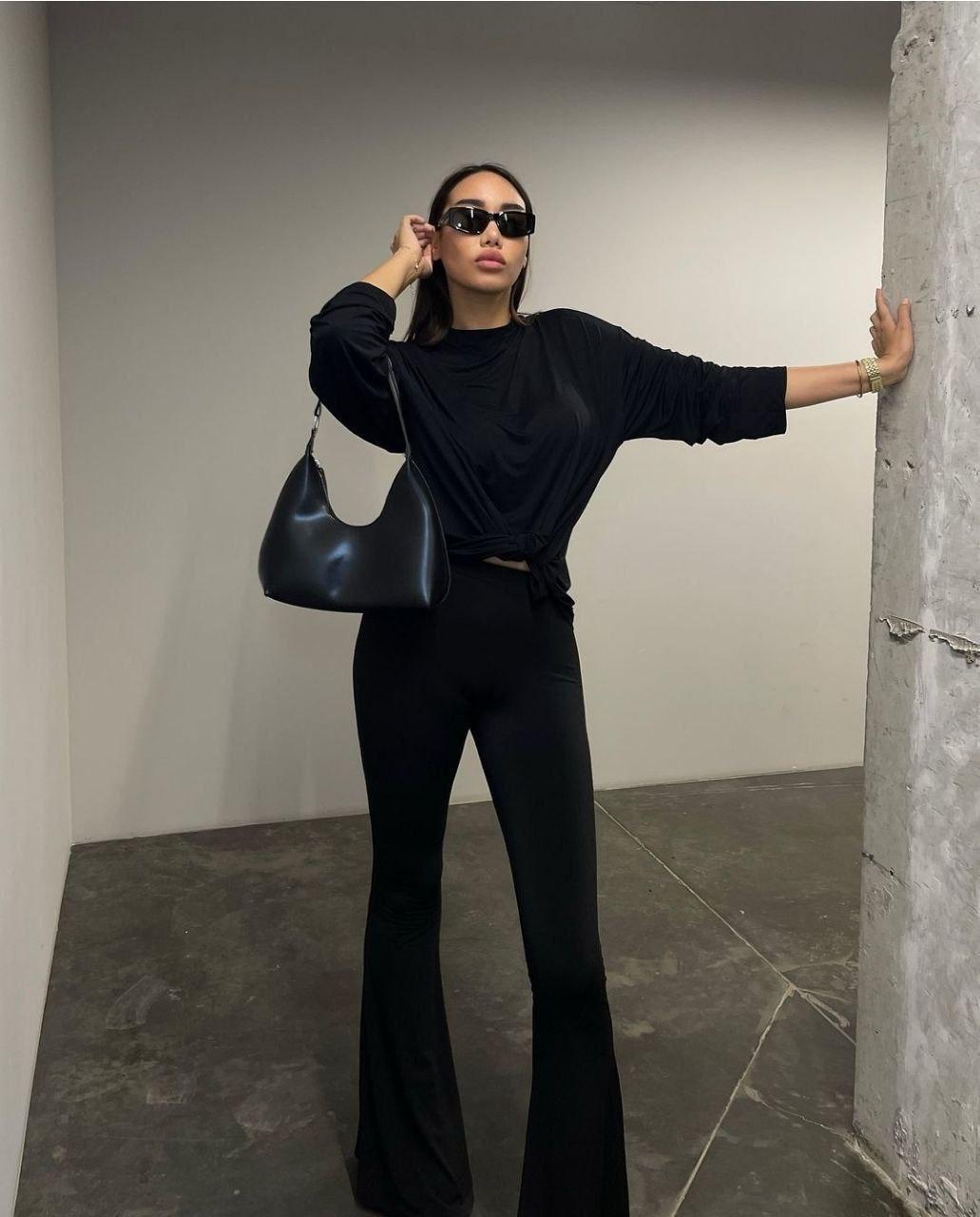 Жіночі штани-кльош; Колір: чорний; Розміри: 42-44,46-48,50-52;, фото 1