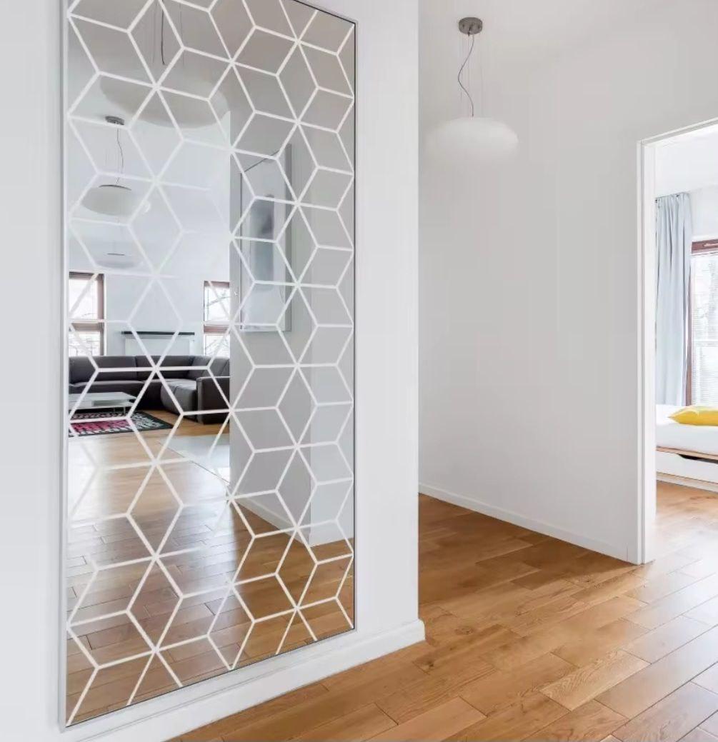 Дзеркальне панно наклейка на стіні акрилові великі сріблясті 90 x 103 Мозайка 8870, фото 1